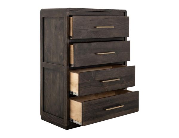 Dark Mezquite Rounded 5 Drawer Chest