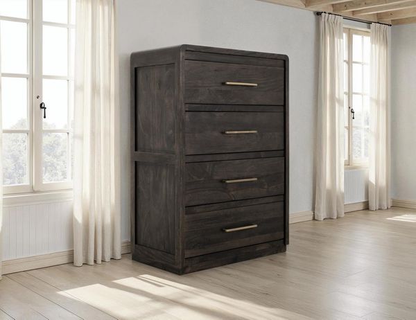Dark Mezquite Rounded 5 Drawer Chest