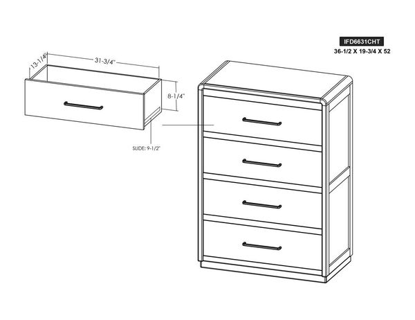 Dark Mezquite Rounded 5 Drawer Chest
