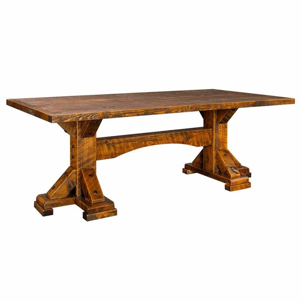 Sawmill Tudor Double Pedestal Trestle Dining Table