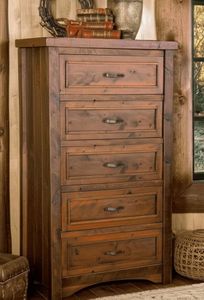 Timber Haven Barnwood 5 Drawer Chest