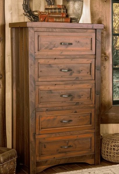 Timber Haven Barnwood 5 Drawer Chest