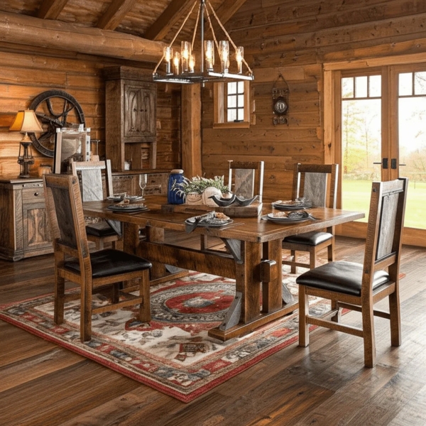 Timber Haven Barnwood Trestle Dining Table