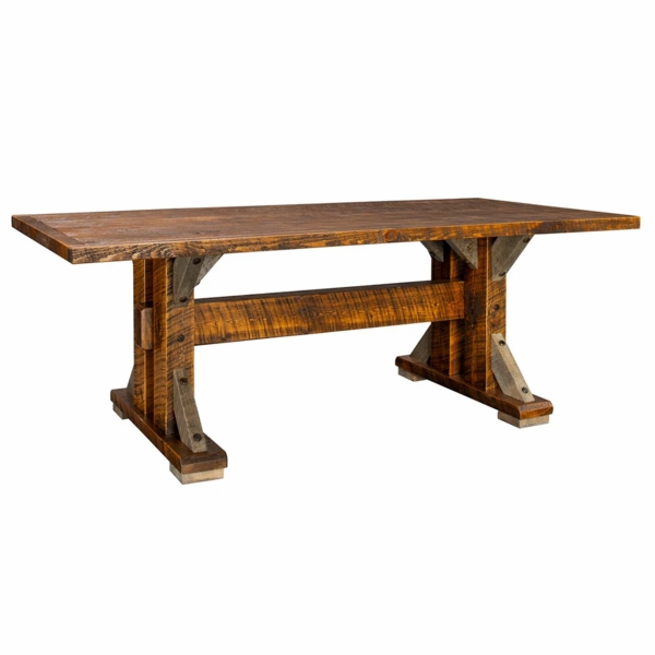 Timber Haven Barnwood Trestle Dining Table