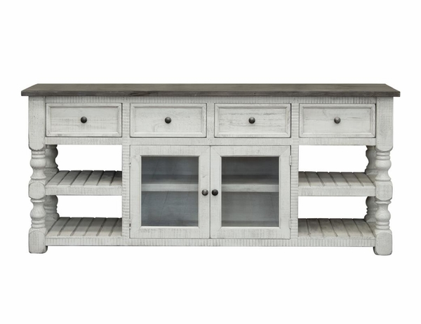 Stone 4 Drawer 2 Glass Doors 80" TV Stand