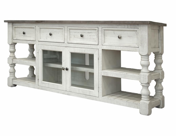 Stone 4 Drawer 2 Glass Doors 80" TV Stand