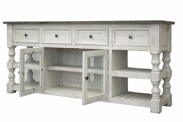 Stone 4 Drawer 2 Glass Doors 80" TV Stand