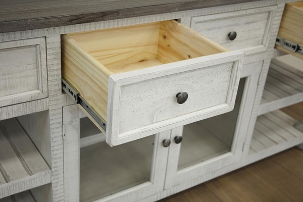 Stone 4 Drawer 2 Glass Doors 80" TV Stand