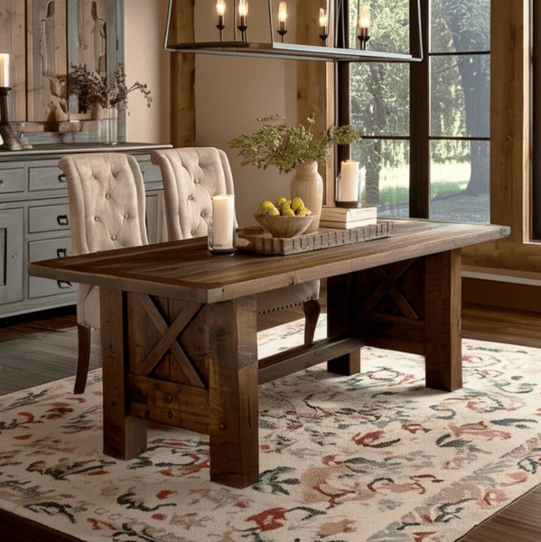 Western Winds Barn Door Trestle Dining Table