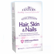 21st Century HealthCare, Hair, Skin & Nails, Extra Strength, 90 Tablets