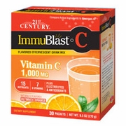21st Century HealthCare, ImmuBlast-C Vitamin C 1000 mg, Effervescent Drink Mix, Ultimate Orange, 30 Packets