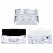 Beauticom, 5G/5ML (0.18 oz) Plastic Clear Cosmetic Sample Jars (Square), 12 Jars