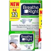 Breathe Right, Extra Strength Nasal Strips, For Adult Noses, 72 Clear Strips