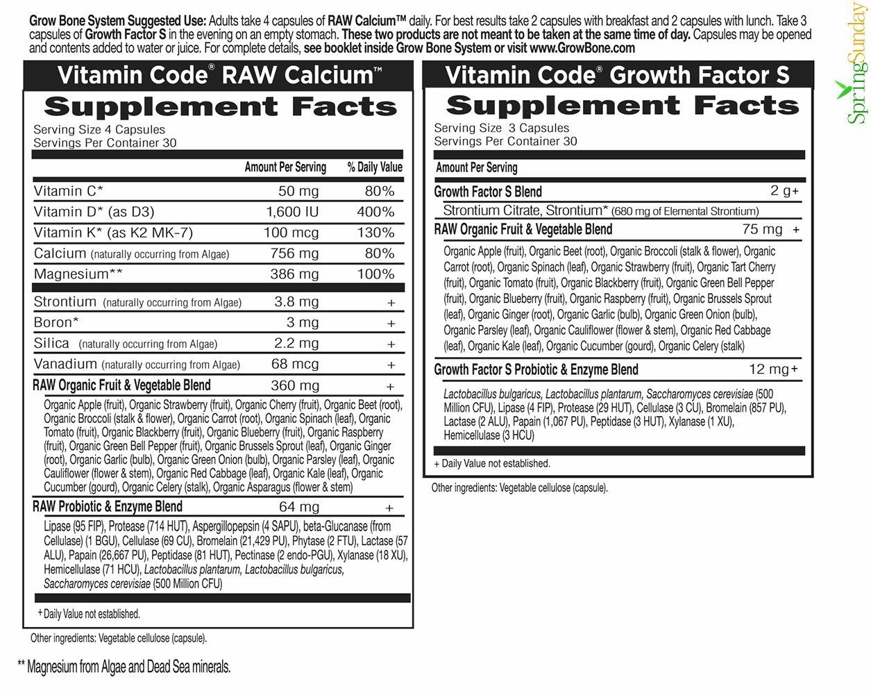 Garden of Life, Vitamin Code, Grow Bone System, 1 Kit SpringSunday