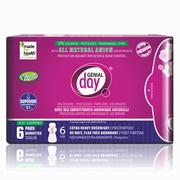 Genial Day, Eco Certified Extra Heavy Overnight / Postpartum Menstrual Pads with Anion Strip, 6 ct