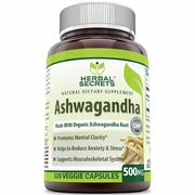 Herbal Secrets by Amazing Nutrition, Ashwagandha 500 mg, 120 Veggie Capsules