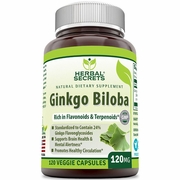 Herbal Secrets by Amazing Nutrition, Ginkgo Biloba 120 mg, 120 Veggie Capsules