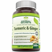 Herbal Secrets by Amazing Nutrition, Turmeric & Ginger, 180 Capsules