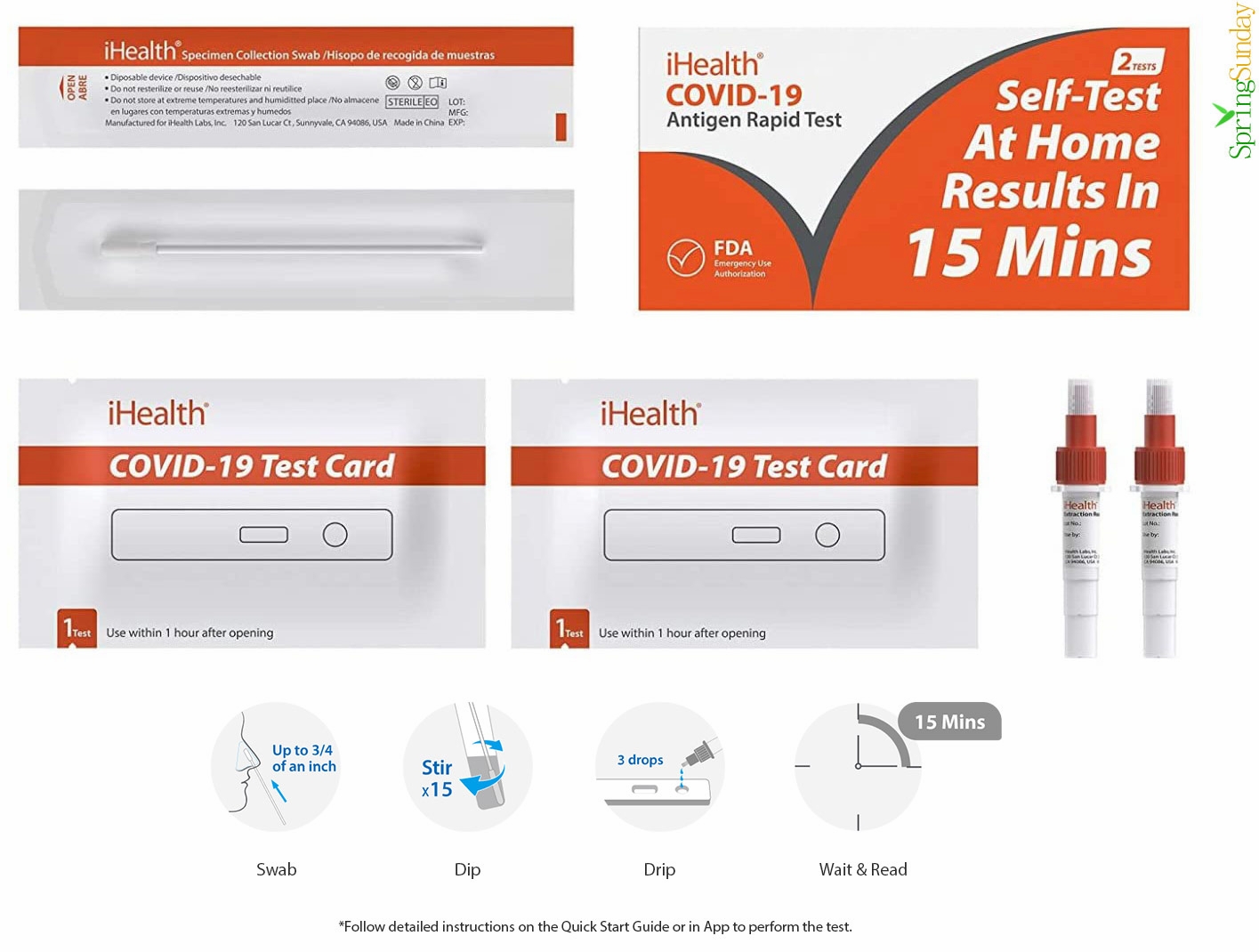 iHealth Brand, COVID19 Antigen Rapid Test, 2 Tests SpringSunday International Shopping