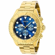 Invicta, Men's Pro Diver Quartz 47mm Gold, Blue Dial (Model #36974)