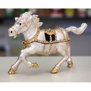 Jewelry Gift Box, Running Silver Horse Gilt Jewelry Gift Box with Fine Crystals