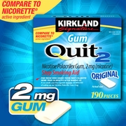 Kirkland Signature, Quit2 Nicotine Polacrilex Gum 2 mg, Stop Smoking Aid, 380 Pieces