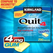 Kirkland Signature, Quit4 Nicotine Polacrilex Gum 4 mg, Stop Smoking Aid, 380 Pieces
