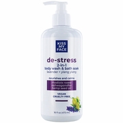 Kiss My Face, De-Stress 2-in-1 Body Wash & Bath Soak - Lavender + Ylang Ylang, 16 oz