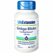 Life Extension, Ginkgo Biloba Certified Extract 120 mg, 365 Vegetarian Capsules