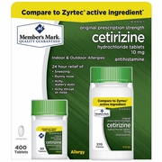 Member's Mark, Cetirizine Hydrochloride Antihistamine 10 mg, Allergy Relief, 400 Tablets