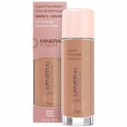 Mineral Fusion Cosmetics, Liquid Foundation - Warm 3 - Golden, 1 oz