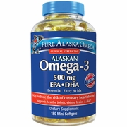 Pure Alaska Omega, Alaskan Omega-3 Fish Oil, 500 mg EPA & DHA, 180 Mini Softgels