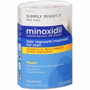 Simply Right, Minoxidil Foam Hair Regrowth Treatment for Men, 2.11 oz x 4 Cans