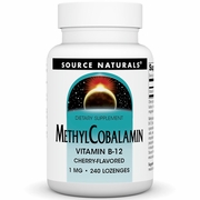 Source Naturals, MethylCobalamin 1 mg Cherry Flavored Vitamin B-12, 240 Lozenges Source Naturals, MethylCobalamin 1 mg Cherry Flavored Vitamin B-12, 240 Lozenges