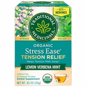 Traditional Medicinals Teas, Organic Stress Ease Tension Relief, Lemon Verbena Mint, 16 Tea Bags