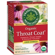 Traditional Medicinals Teas, Organic Throat Coat Tea, Lemon Echinacea, 16 Tea Bags