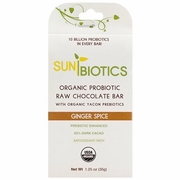 Windy City Organics, SunBiotics Organic Probiotic Raw Chocolate Bar - Ginger Spice, 1.25 oz x 6 pc