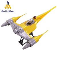 373pcs Buildmoc Space Wars Movie Weapon Battle Spaceship Naboo N-1 Starfighters Yellow Aircraft Mini Model Building Blocks Kids Toys, (Custom Bricks, Compatible Building Blocks, MOC Bricks, My Own Creation, MOC Meaning, Ideas)