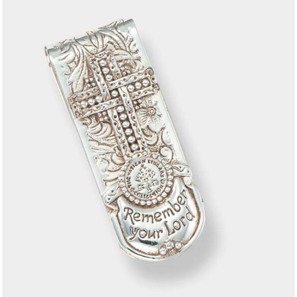 Silver-Tone Cross Money Clip