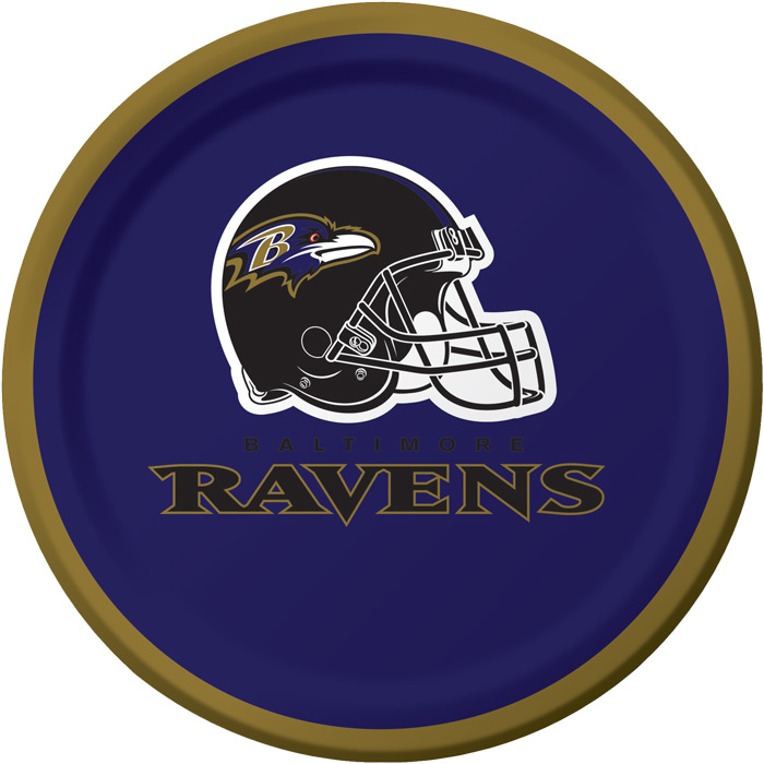Bulk Baltimore Ravens Dessert Plates 8 / pkg, 12 pkgs / case