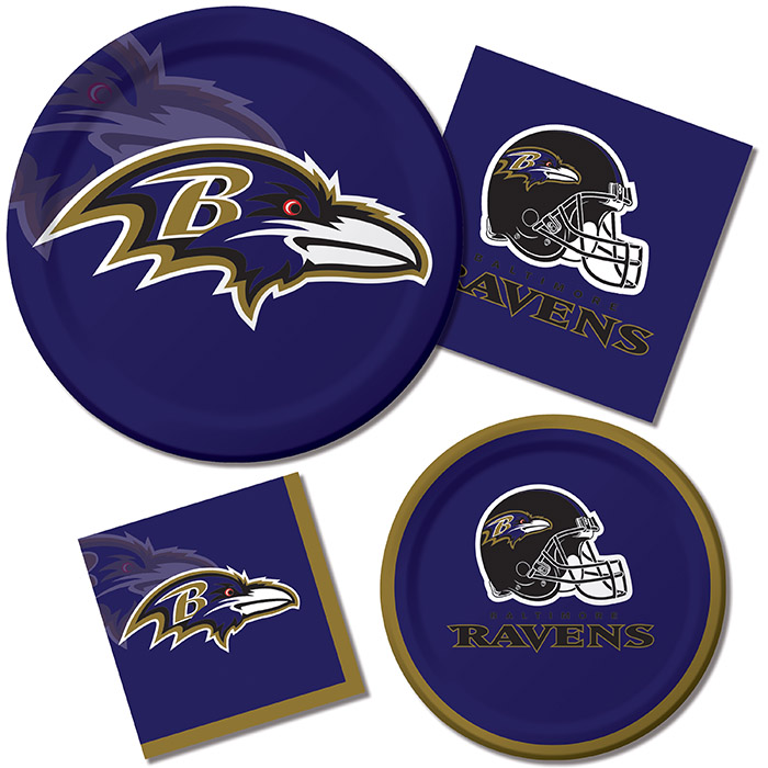 Bulk Baltimore Ravens Dessert Plates 8 / pkg, 12 pkgs / case