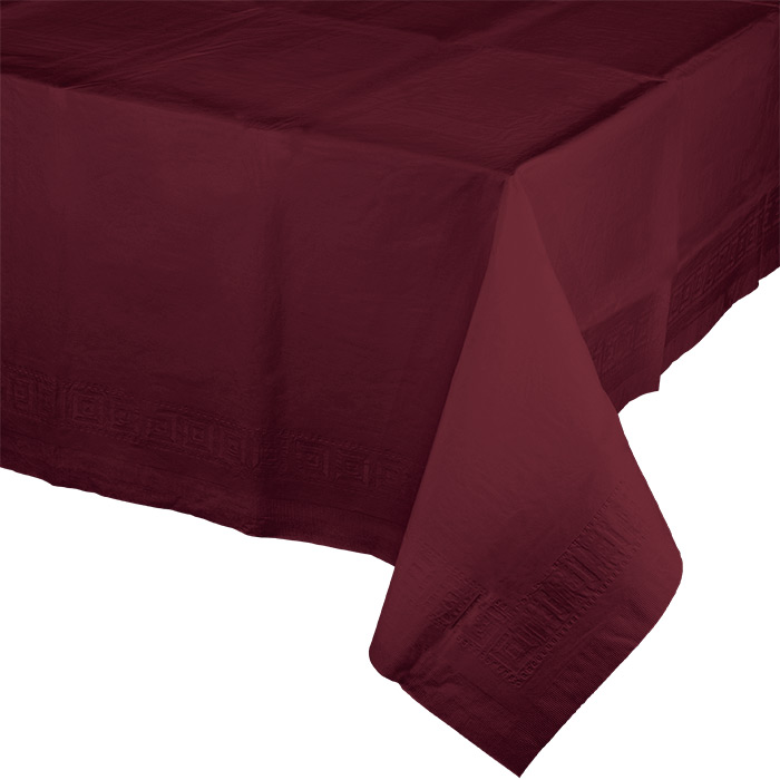 Burgundy Paper Tablecloths 1 / pkg, 6 pkgs / case Bulk Price