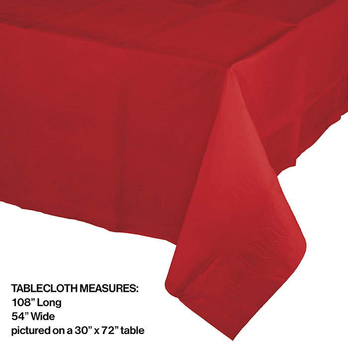Bulk Classic Red Paper Tablecloths 1 / pkg, 6 pkgs / case