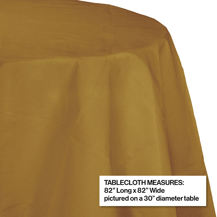 Glittering Gold Round Paper Tablecloths 1 / pkg, 12 pkgs / case