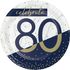 Navy and Gold 80th Birthday Dessert Plates 96 ct