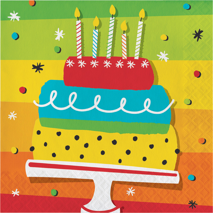 Wholesale Rainbow Cake Luncheon Napkins 192 ct