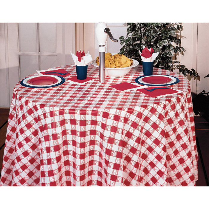 Bulk Red Gingham OctyRound Tablecloths 12 ct