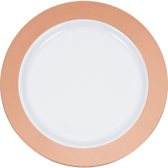 Wholesale Rose Gold Rim Plastic Dessert Plates 120 ct