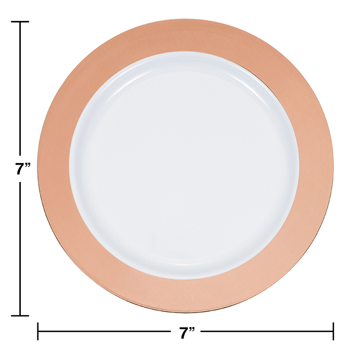 Wholesale Rose Gold Rim Plastic Dessert Plates 120 ct