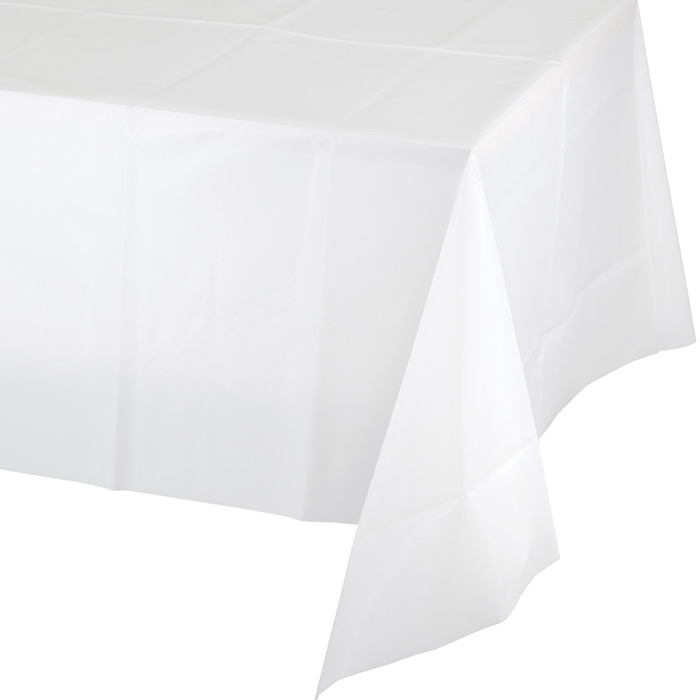 Bulk Value Friendly White Plastic Tablecloth 12 ct